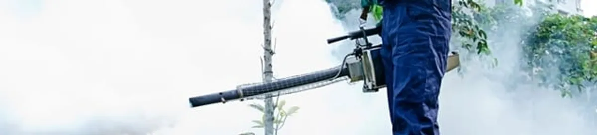 Pest control technician fogging an outdoor area for insect control in Fort Lauderdale, FL