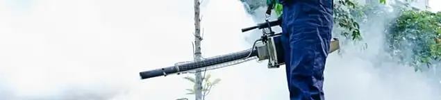 Pest control technician fogging an outdoor area for insect control in Fort Lauderdale, FL